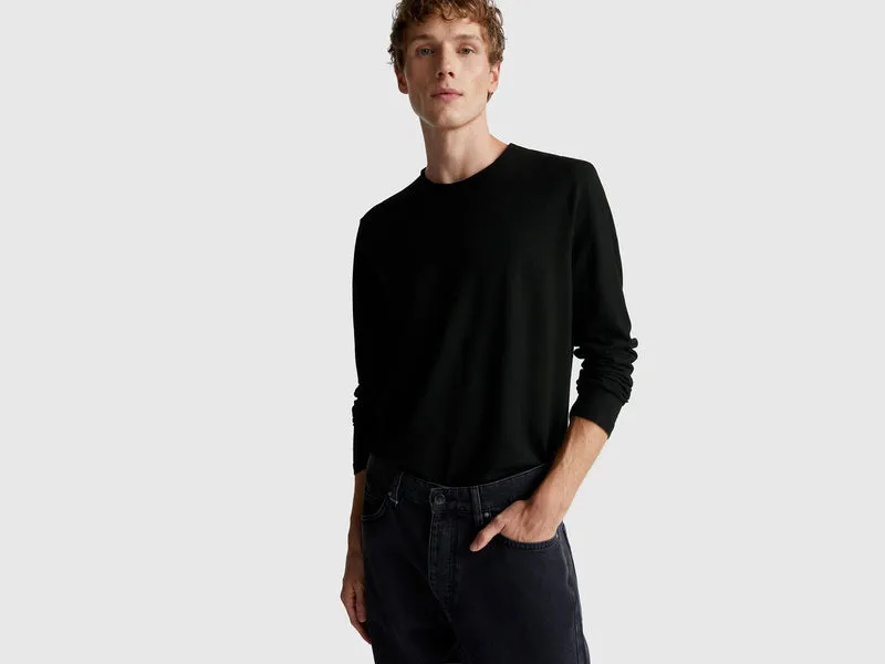 T-shirt a manica lunga in 100% cotone