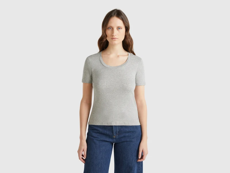 T-shirt manica corta in cotone a fibra lunga
