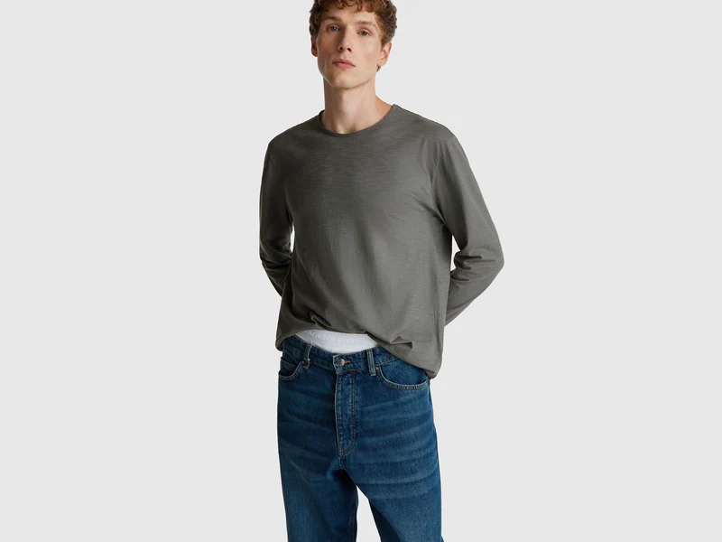T-shirt a manica lunga in 100% cotone