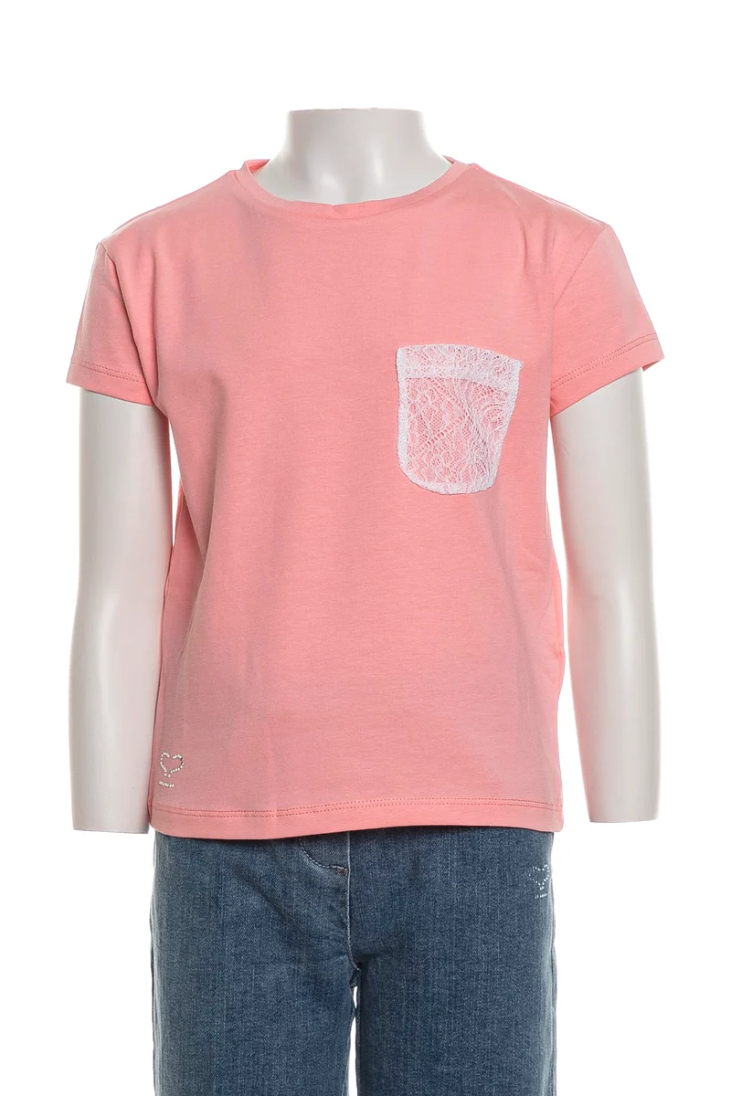 T Shirt Sarabanda Lce Pocket Da Bambina Rosa Corallo
