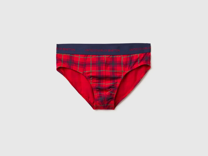 Slip tartan rossi e blu