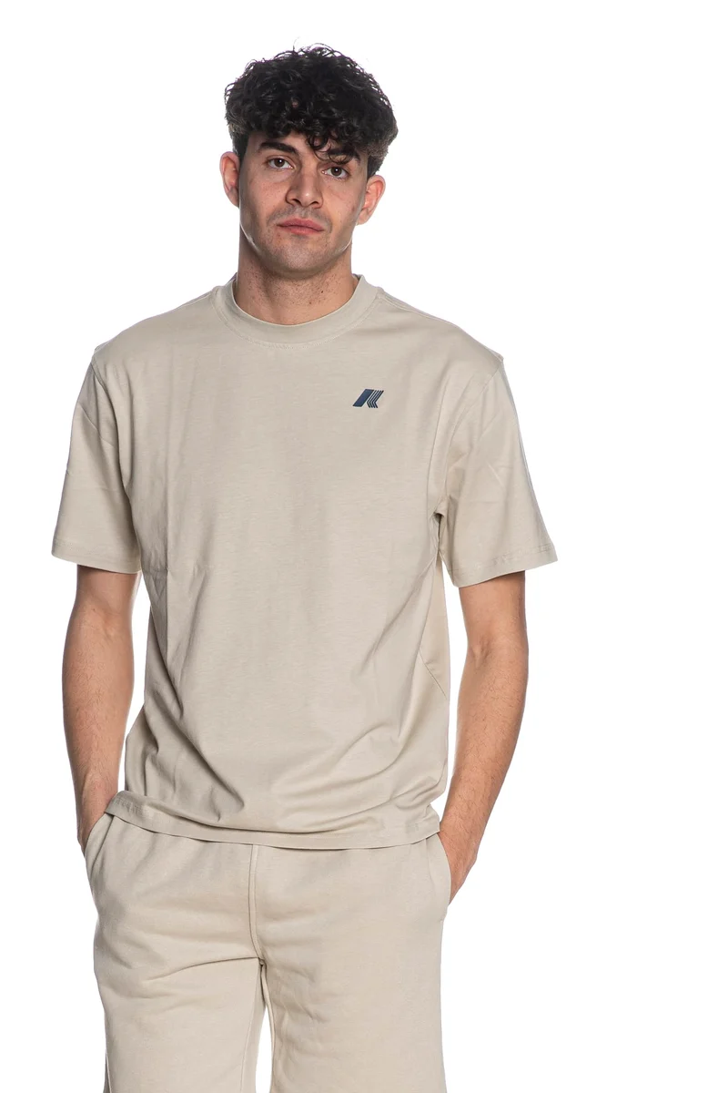 T Shirt K-Way Solo Jer Wave Da Uomo Beige Ecru