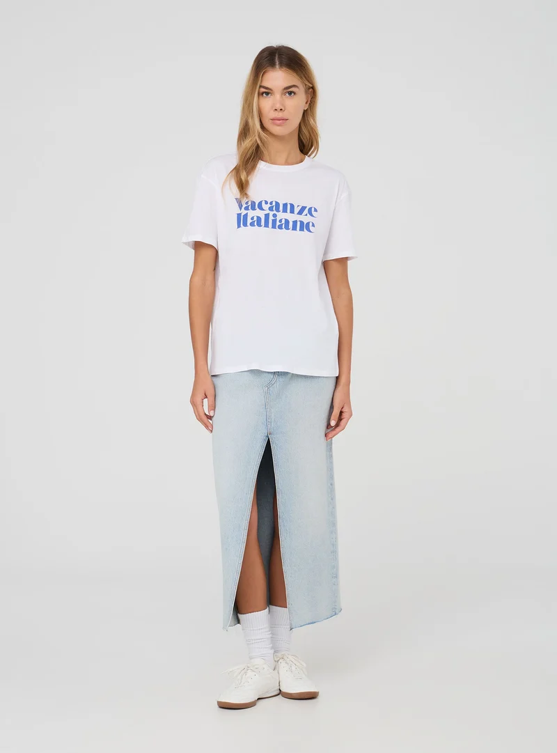 T-shirt ampia con scritta divertente