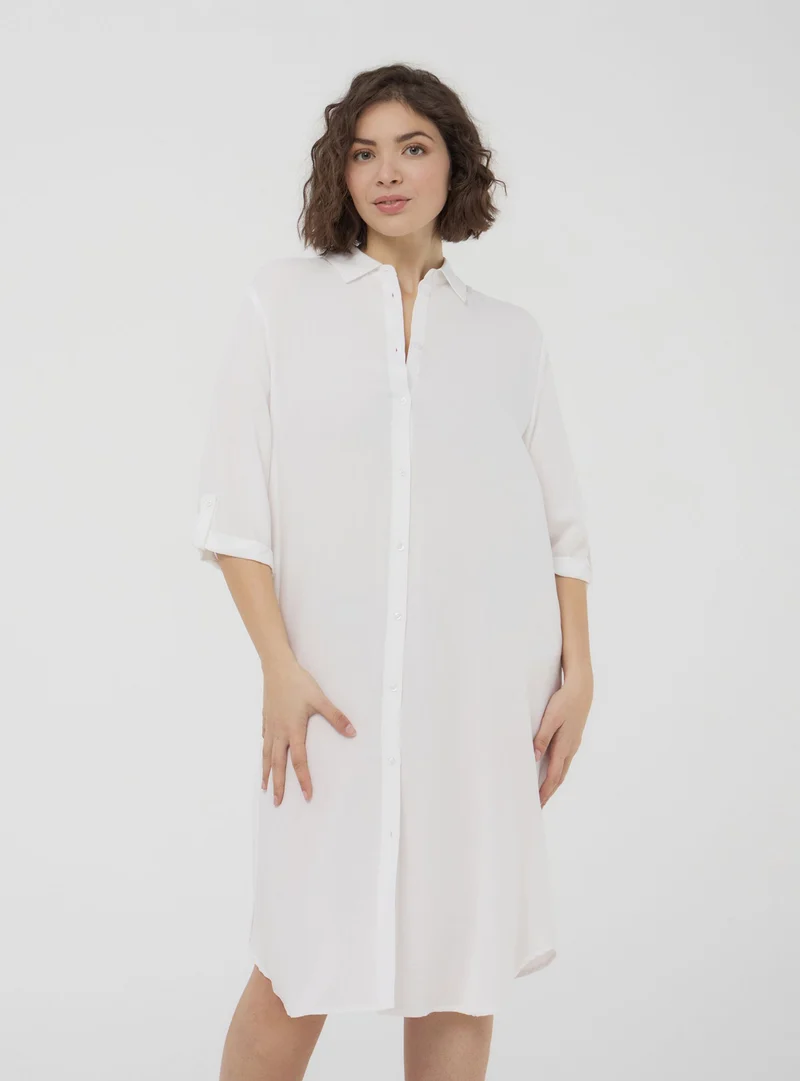 Vestito camicia maxi tinta unita