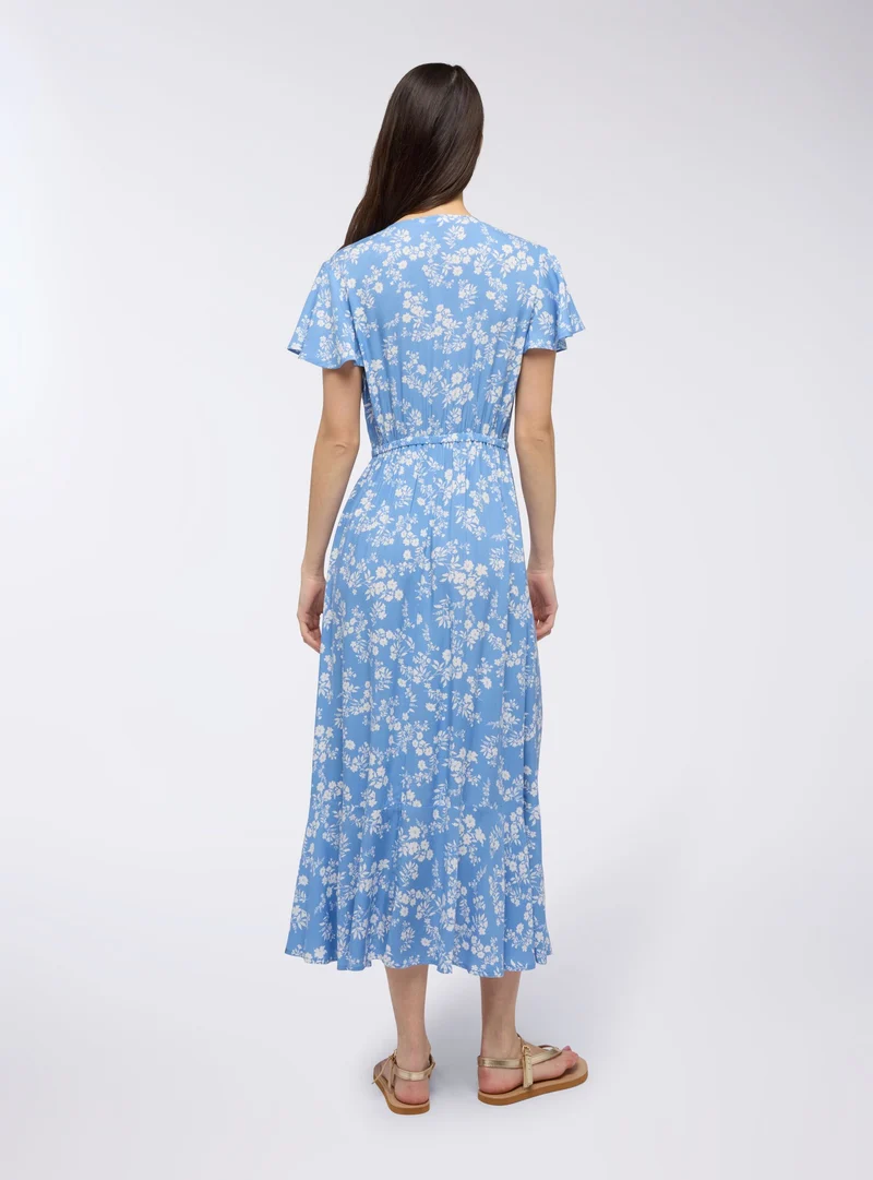 Vestito a portafoglio lungo con fiori