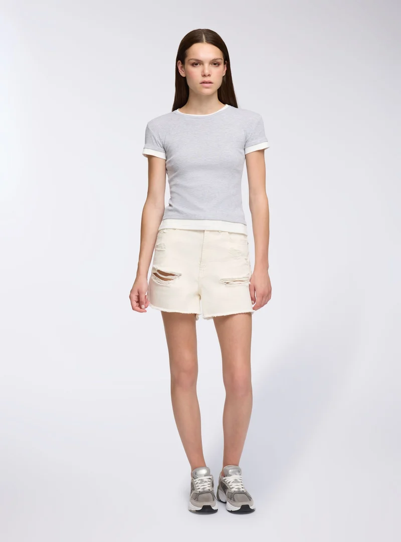 T-shirt con bordi a contrasto