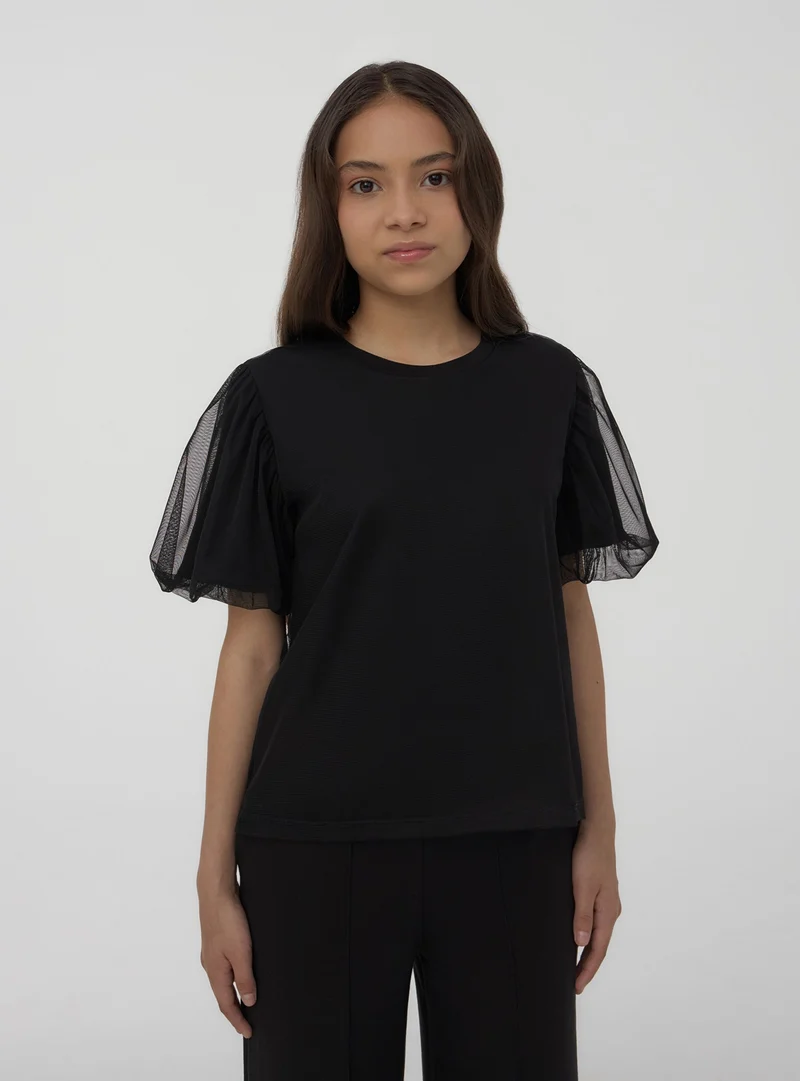 T-shirt doppio strato con tulle