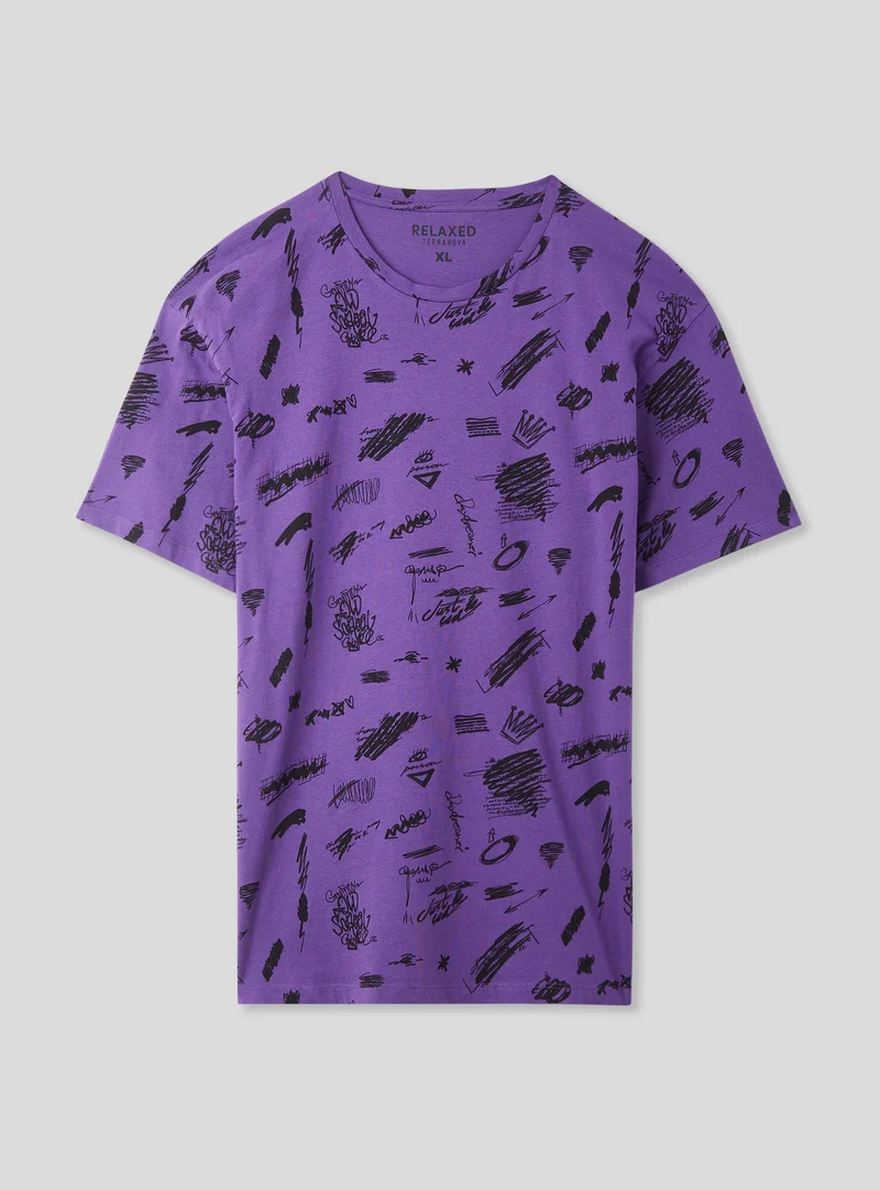 T-shirt stampa stile graffiti all-over