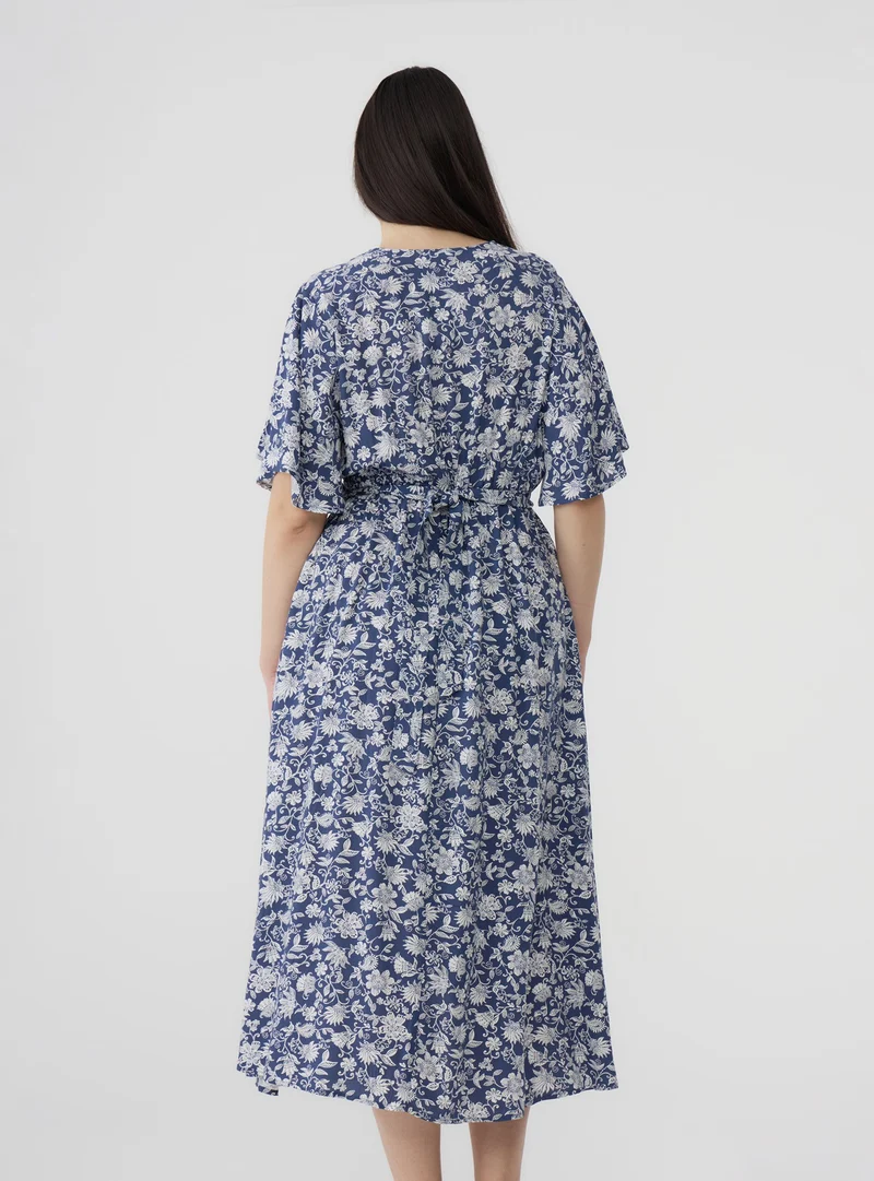 Vestito lungo incrociato fantasia fiori
