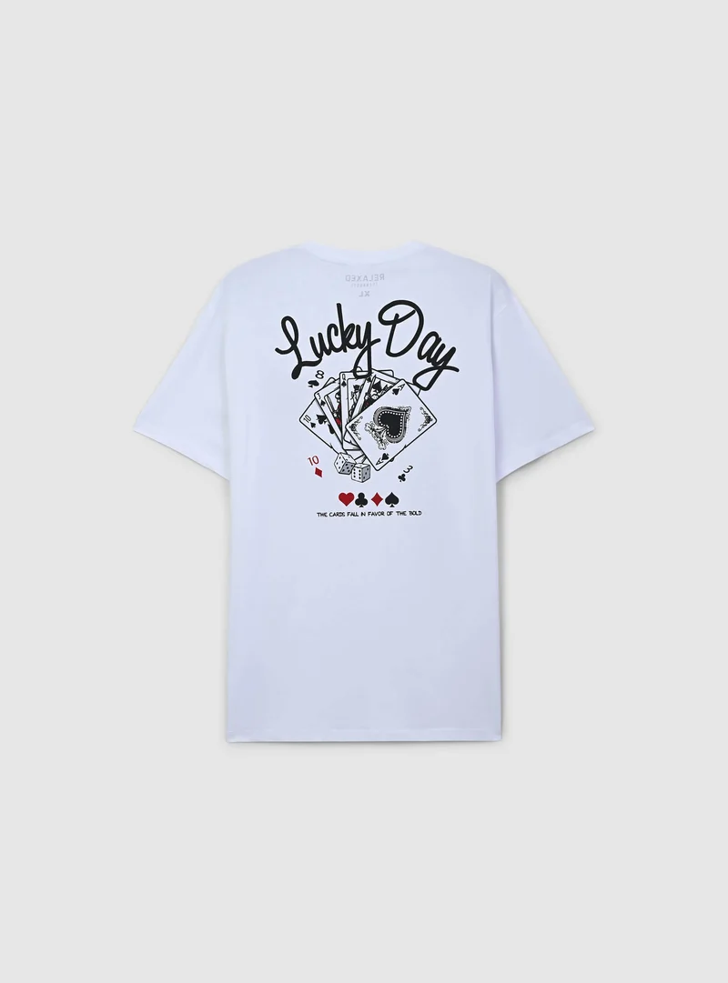 T-shirt relaxed stampa carte