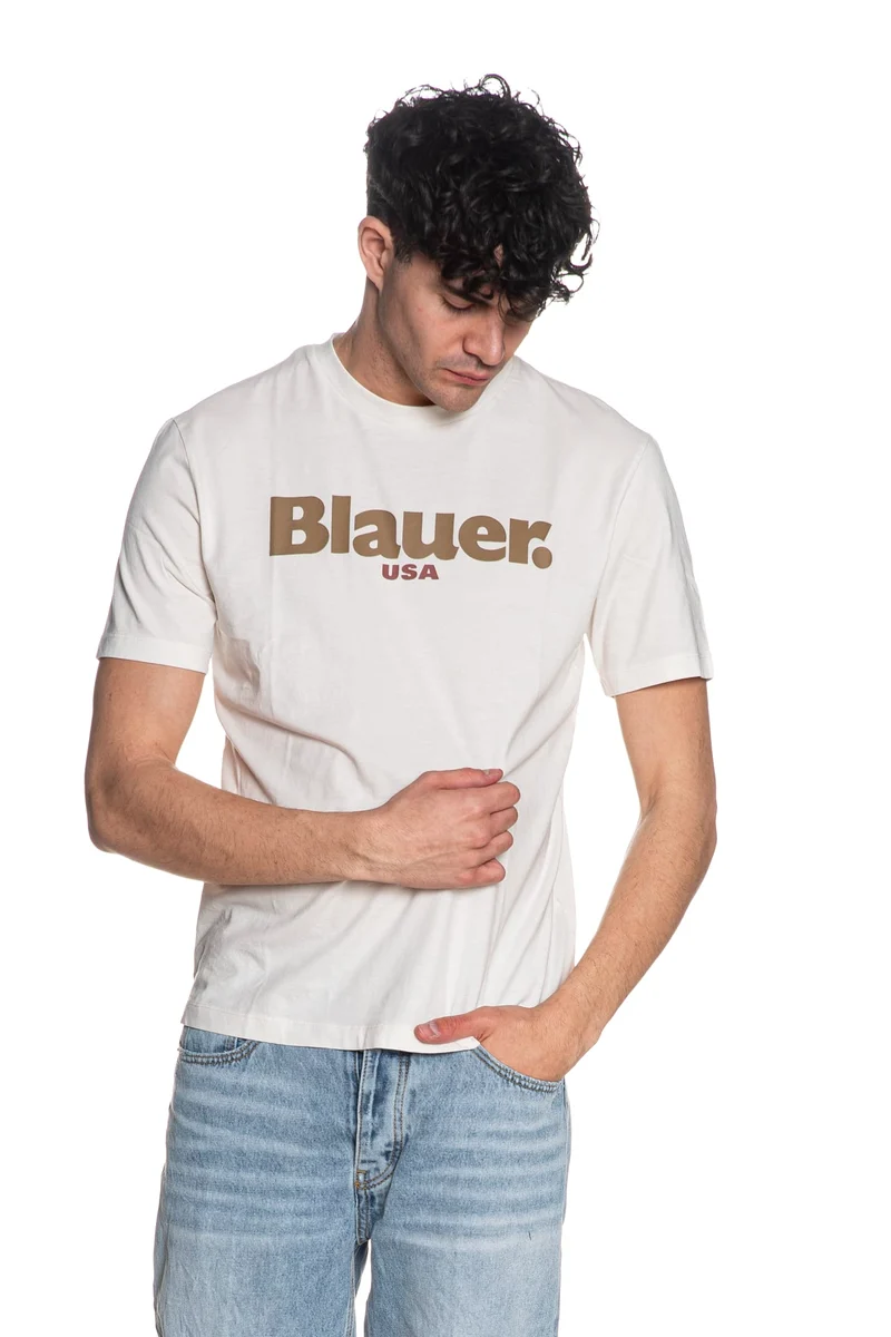 T Shirt Blauer Ernst Da Uomo Panna