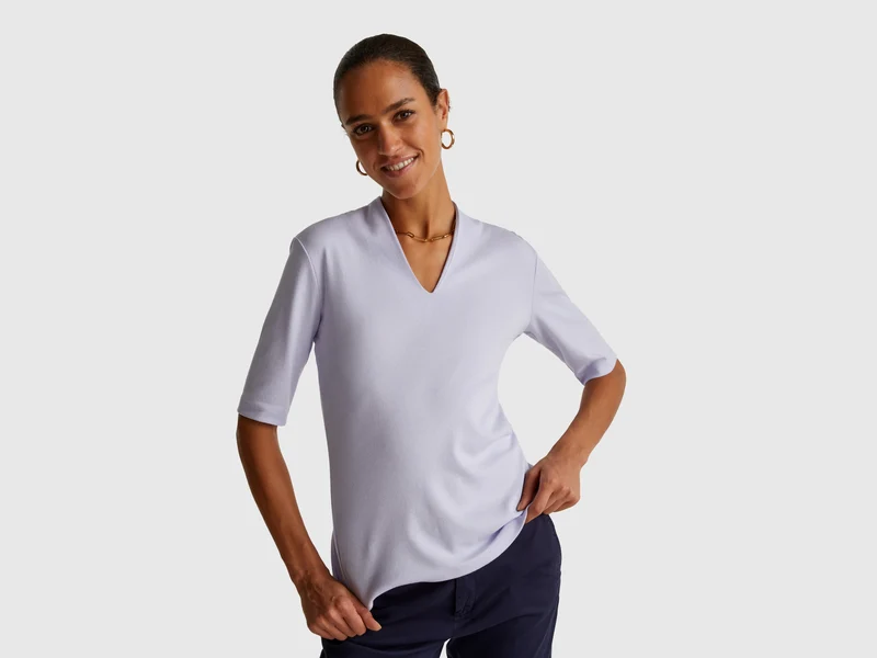 T-shirt slim fit in cotone a fibra lunga