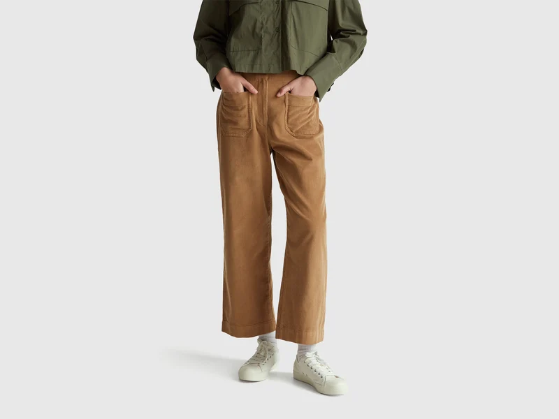 Pantaloni straight in velluto