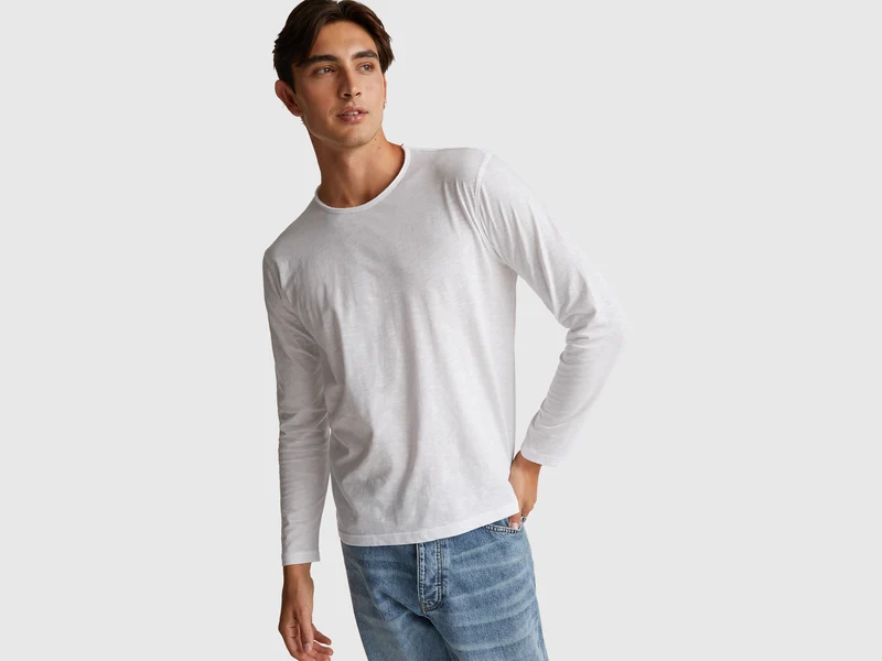 T-shirt a manica lunga in 100% cotone