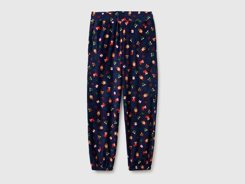 Pantaloni in pile con stampa natalizia