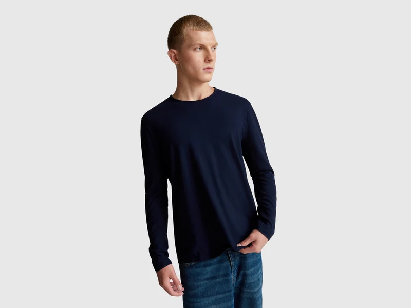 T-shirt a manica lunga in 100% cotone