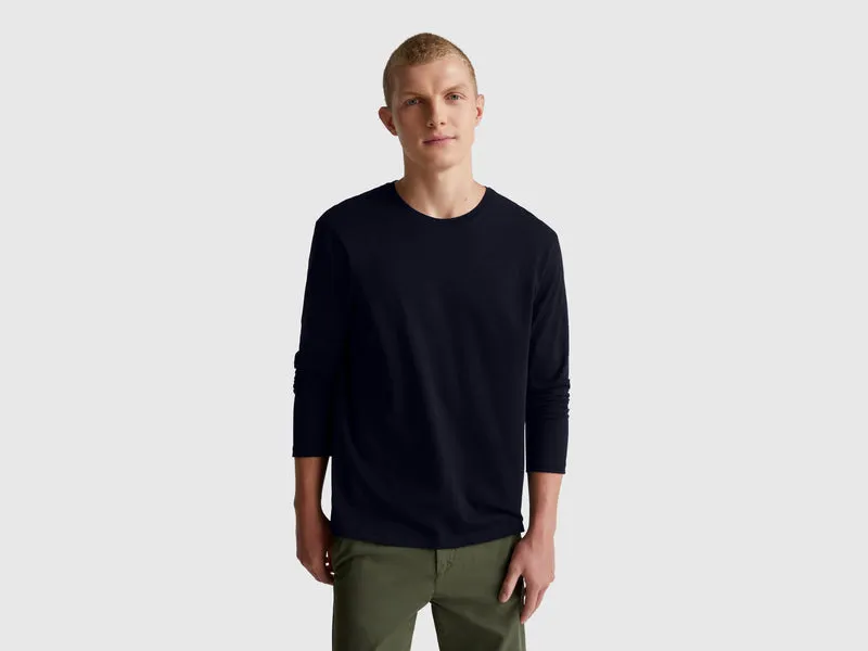 T-shirt a manica lunga in puro cotone