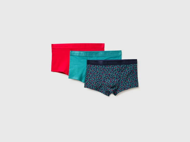 Tre boxer natalizi in cotone stretch