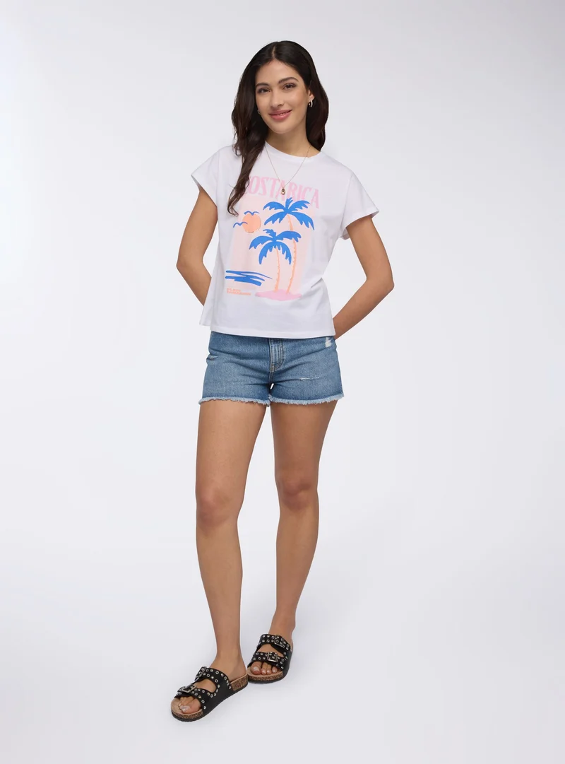 T-shirt ampia con stampa Costa Rica