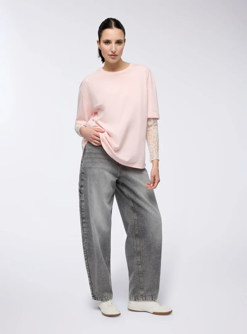 T-shirt maniche lunghe in pizzo