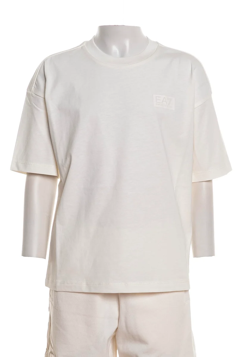 T Shirt Ea7 Train Lg Series Da Bambino Panna