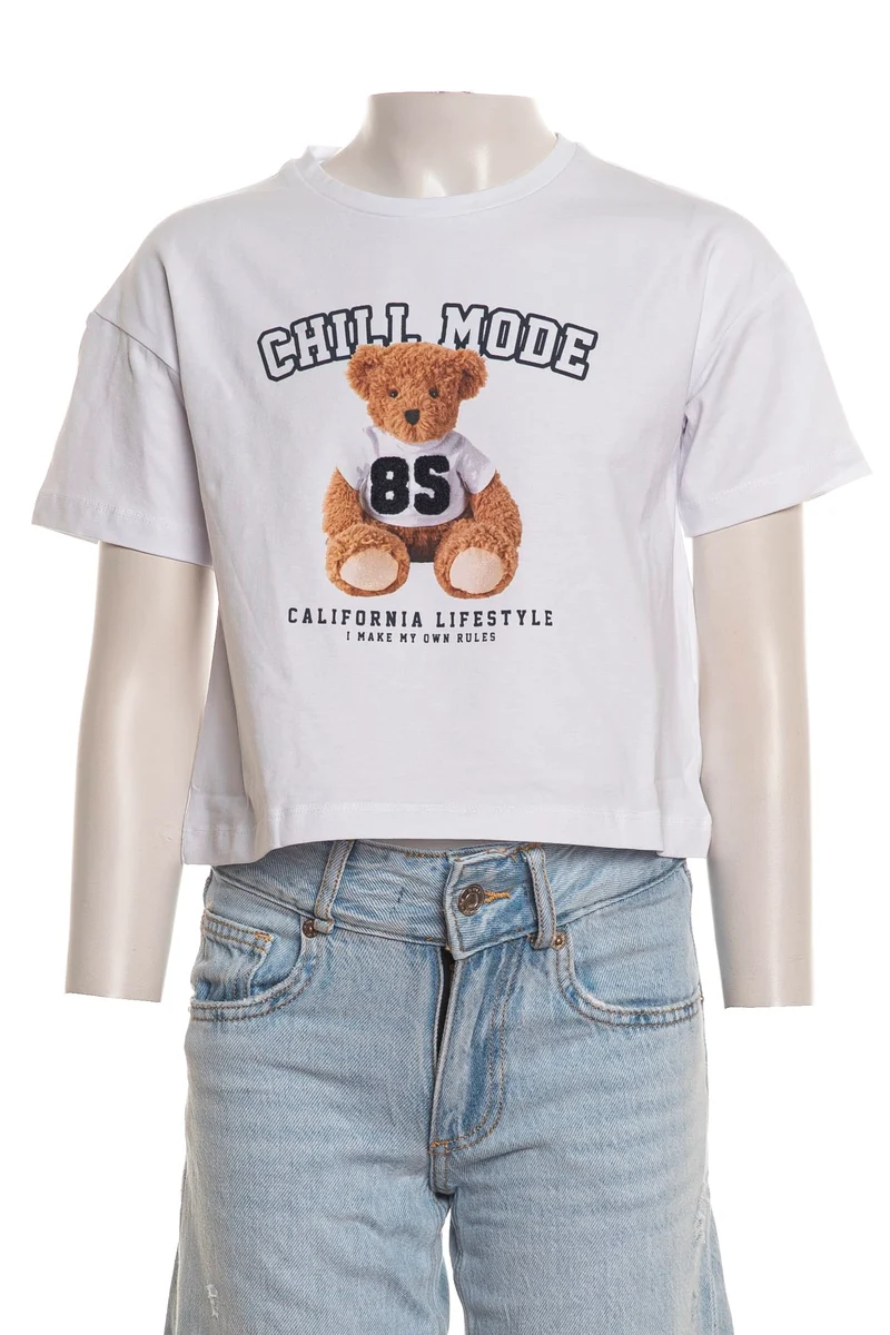 T Shirt Sarabanda Teddy Chill Da Bambina Bianca