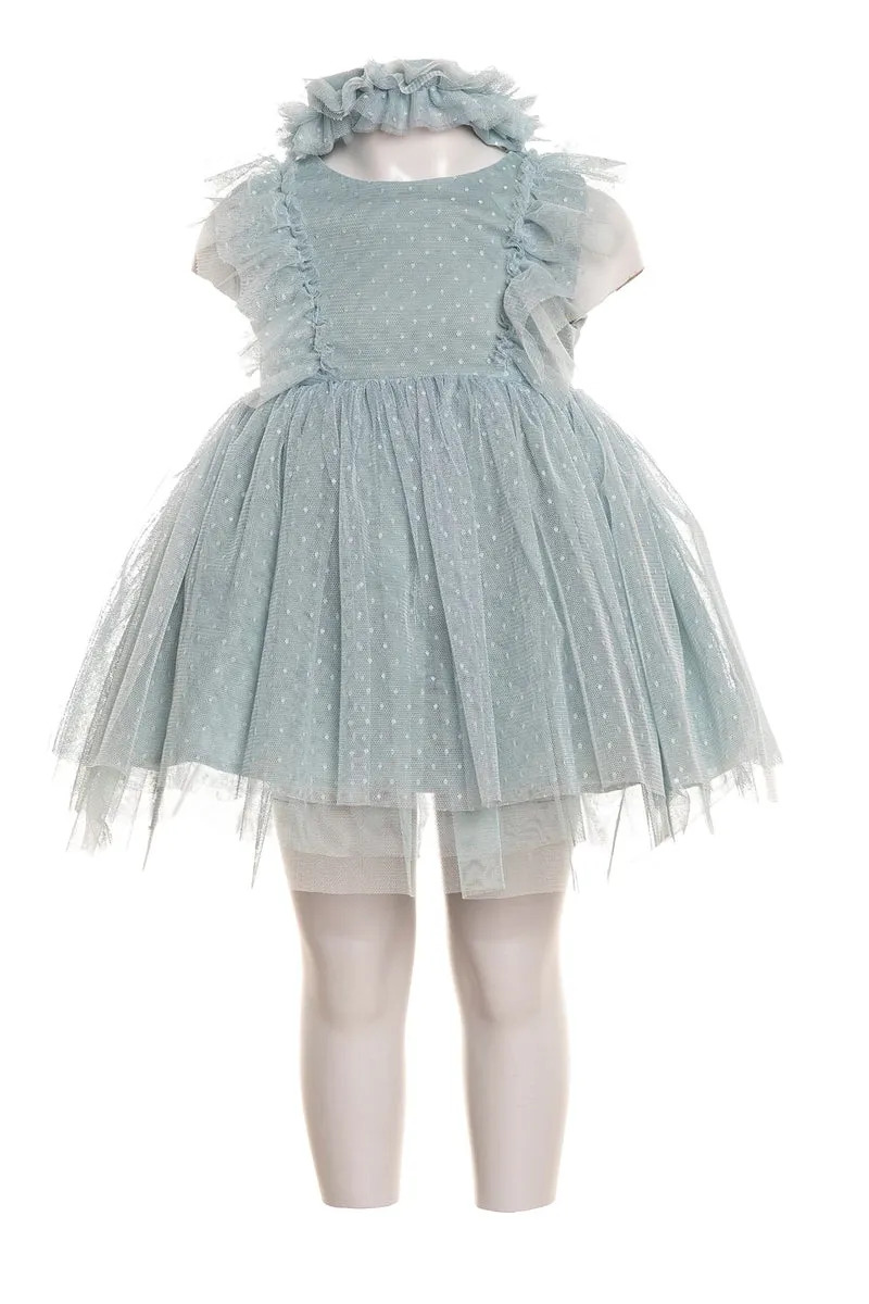 Vestito Mayoral Polka Dots Da Bambina Verde Acqua