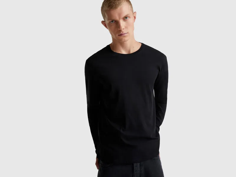 T-shirt a manica lunga in puro cotone