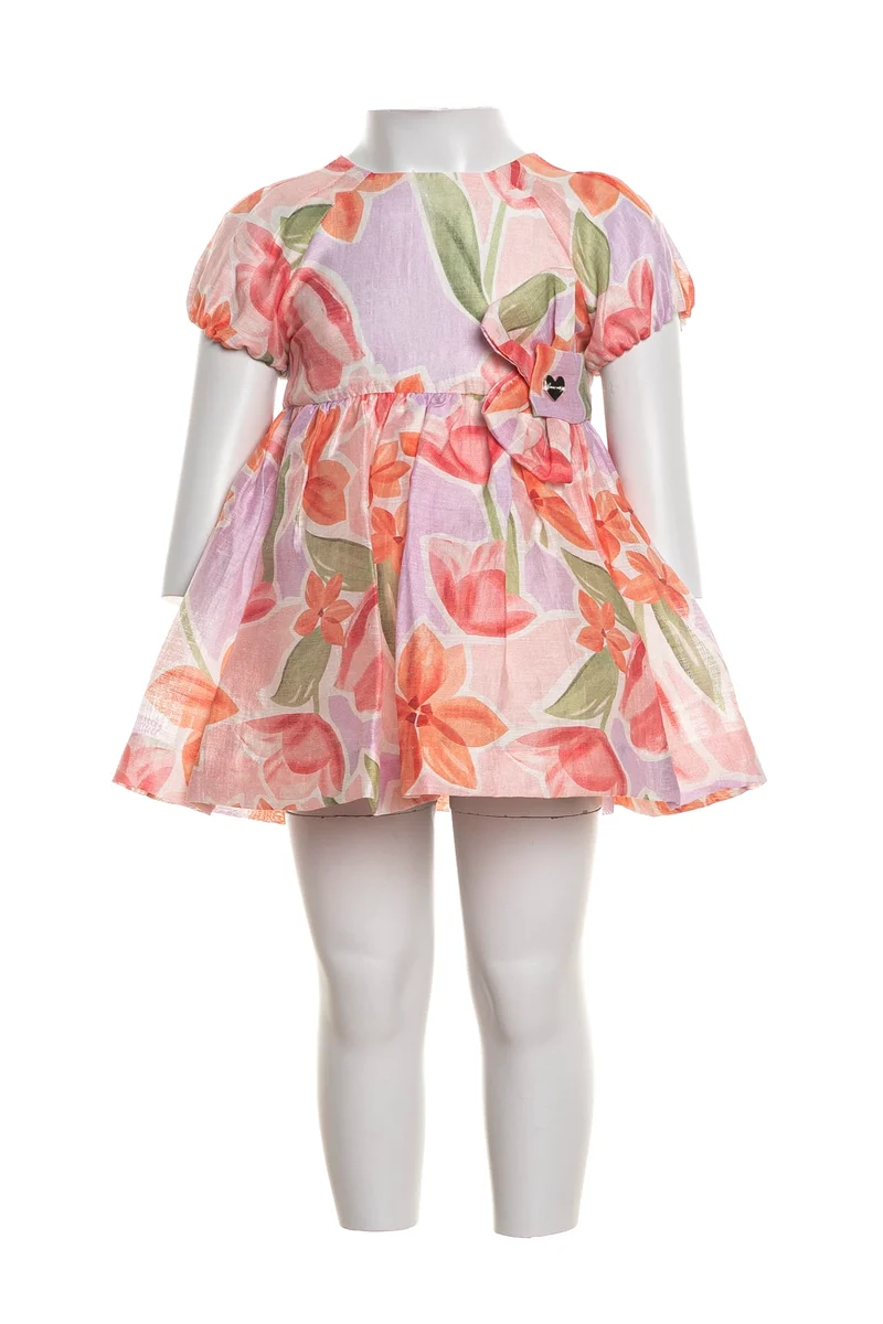 Vestito Mayoral Blossom Da Bambina Fantasia Lilla Verde Arancione