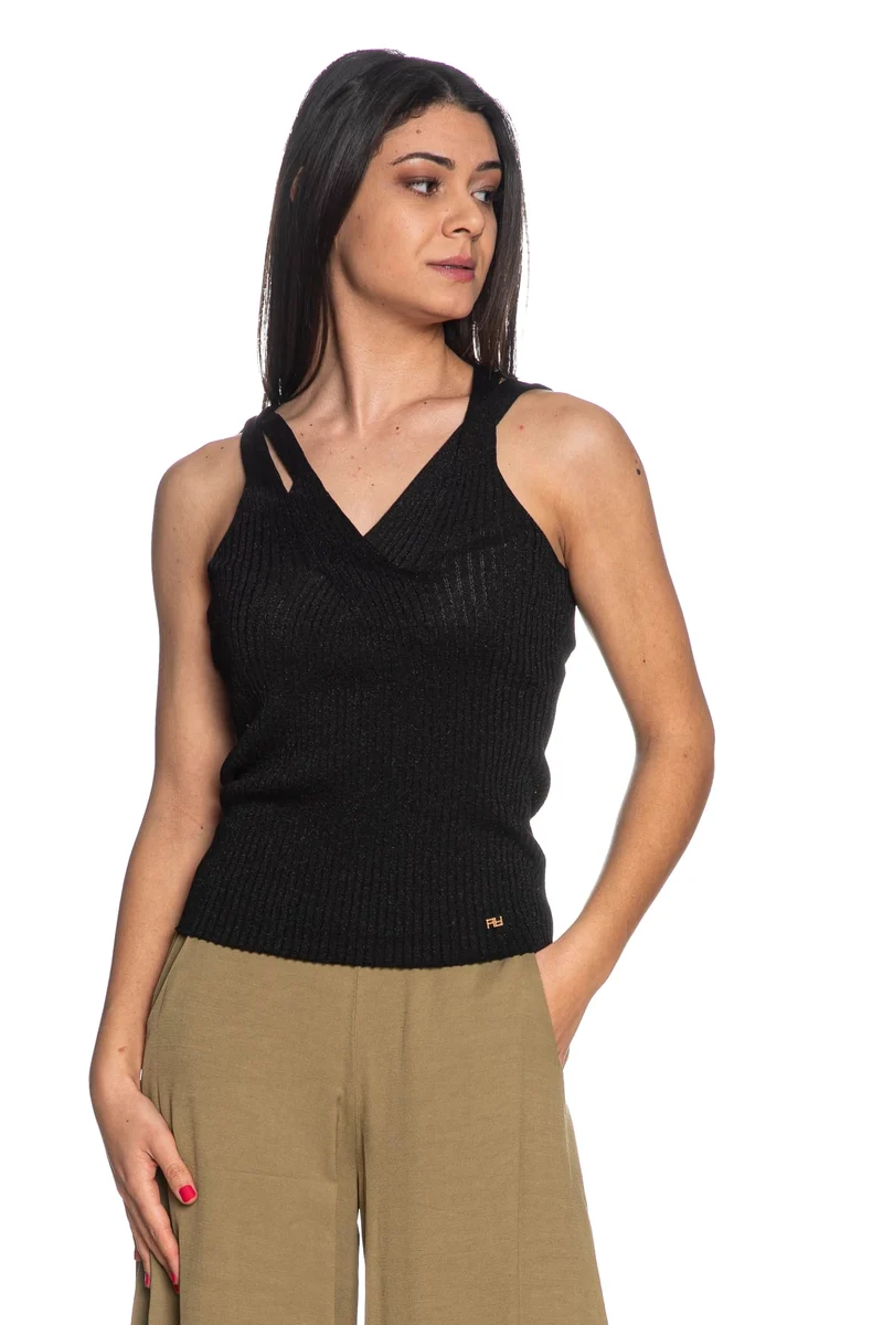 Canotta Artigli Crossed Rib Da Donna Nera