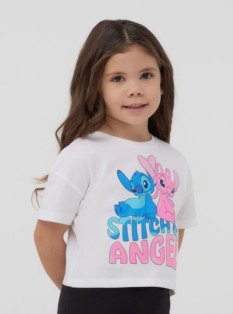 T-shirt crop con stampa Stitch®