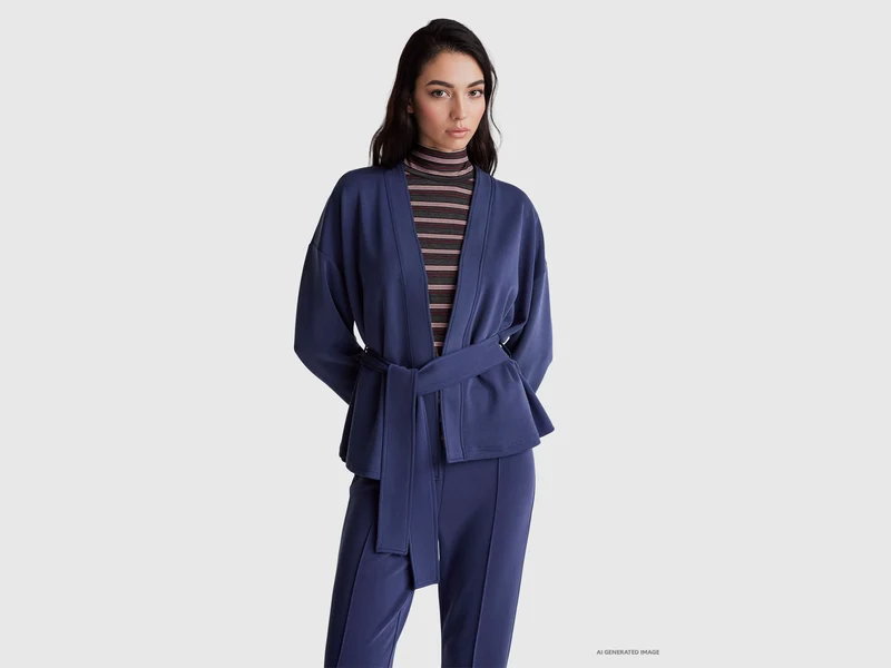 Cardigan con cintura in felpa