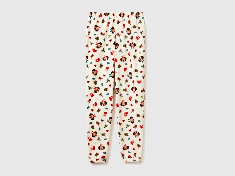 Pantaloni in pile con stampa natalizia