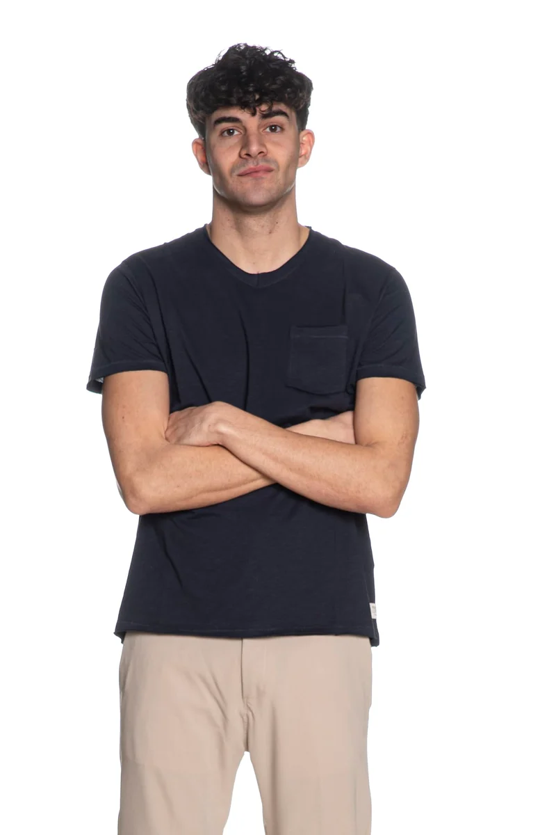 T Shirt Yes Zee Slub Raw Da Uomo Blu Marina