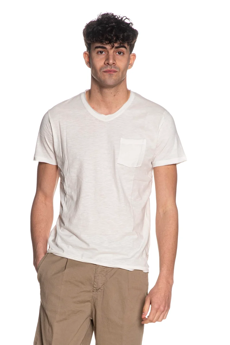 T Shirt Yes Zee Slub Raw Da Uomo Bianco