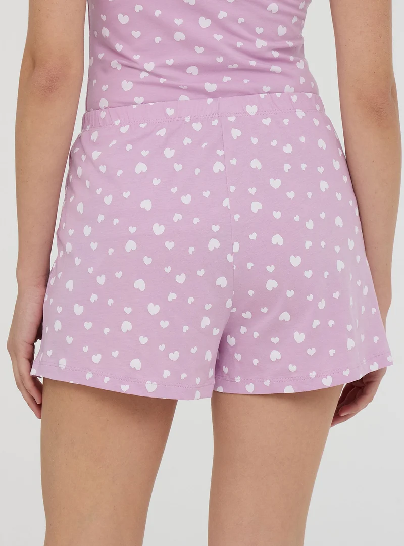 Shorts del pigiama con cuori e coulisse