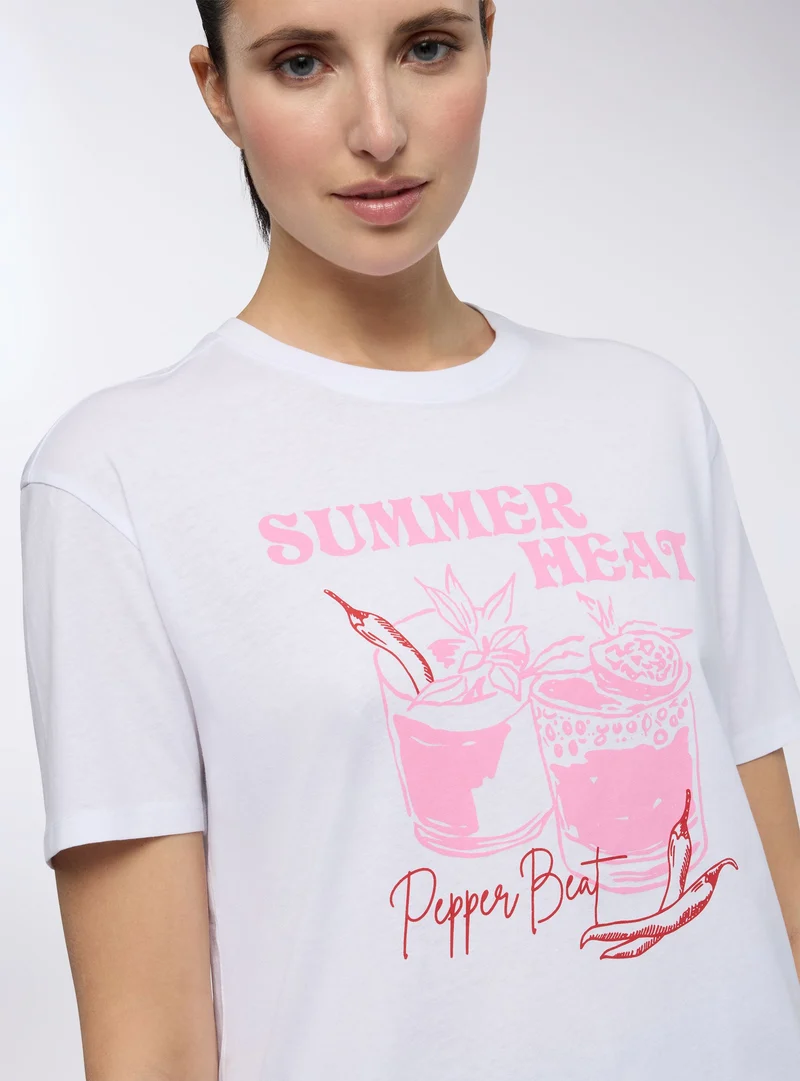 T-shirt ampia stampa cocktail