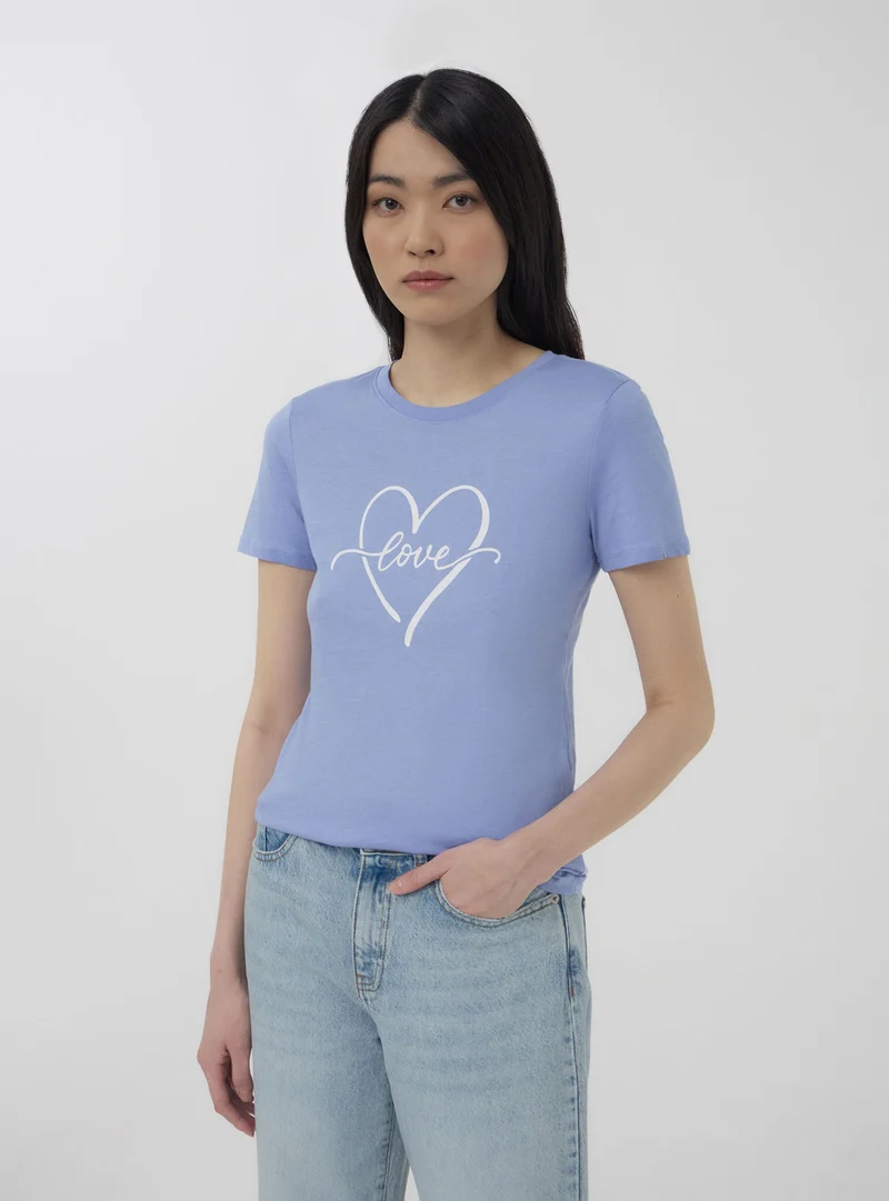 T-shirt stampa cuore con scritta