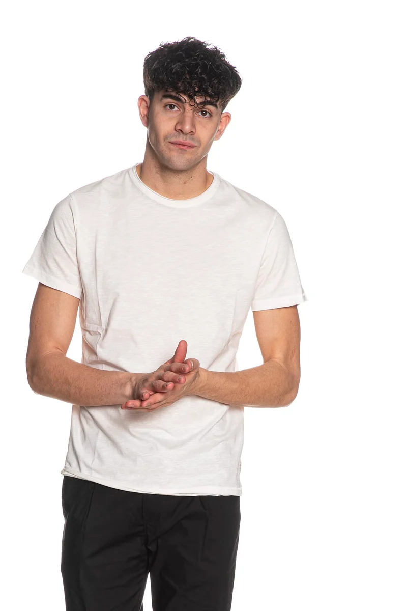 T Shirt Yes Zee Slub Raw Crew Da Uomo Bianca
