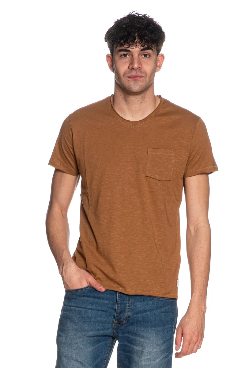 T Shirt Yes Zee Slub Raw Da Uomo Caramello