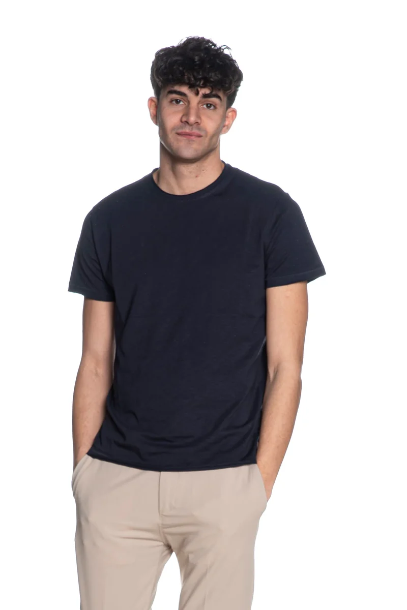 T Shirt Yes Zee Slub Raw Crew Da Uomo Blu Marina