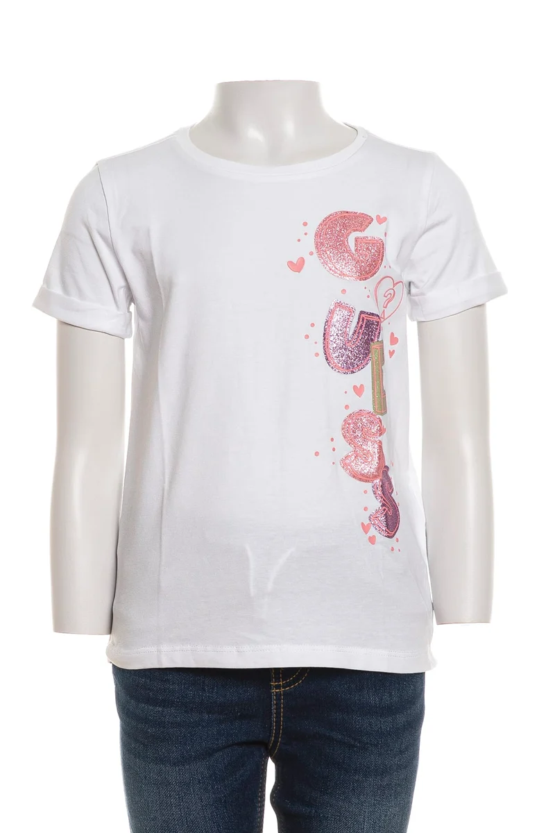 T Shirt Guess High Low Ss Tee Da Bambina Bianca