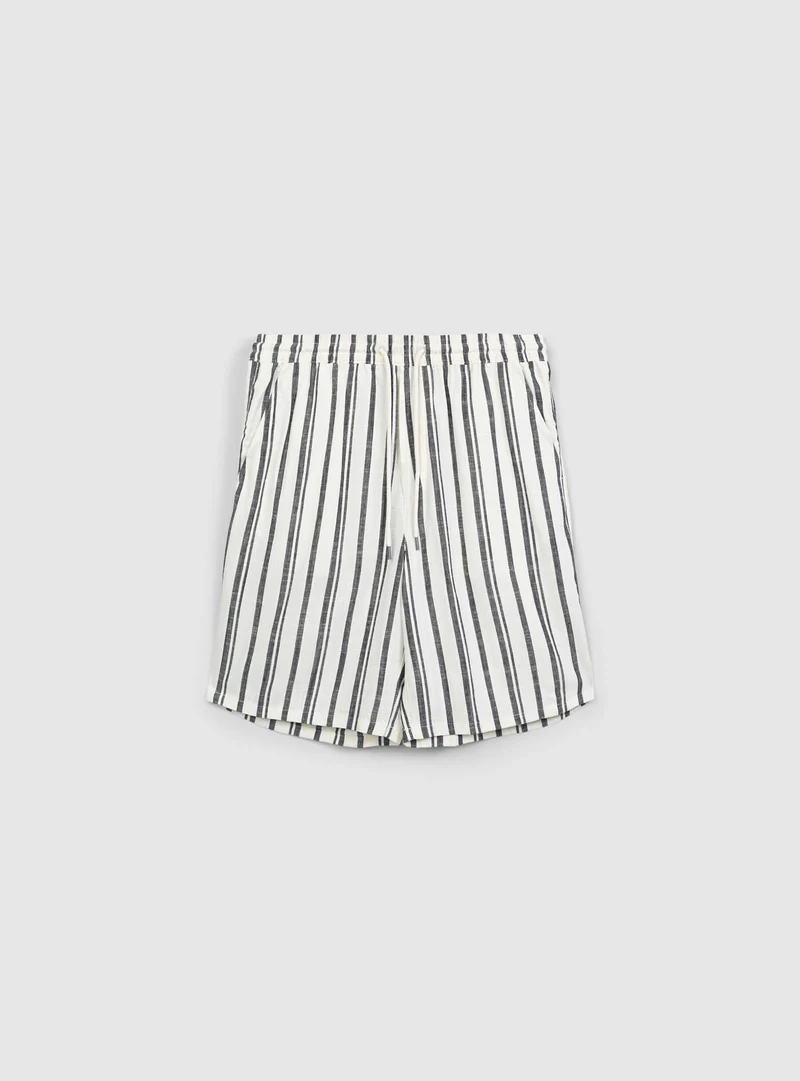 Pantaloncini a righe in misto lino