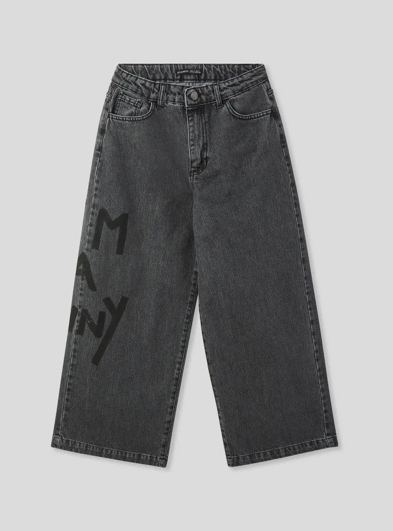 Jeans wide leg con scritte