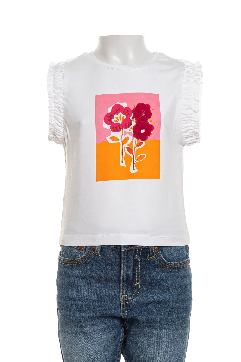 T Shirt Mayoral Flower Da Bambina Bianca