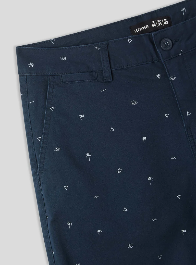 Pantaloncini chino a microfantasia mare