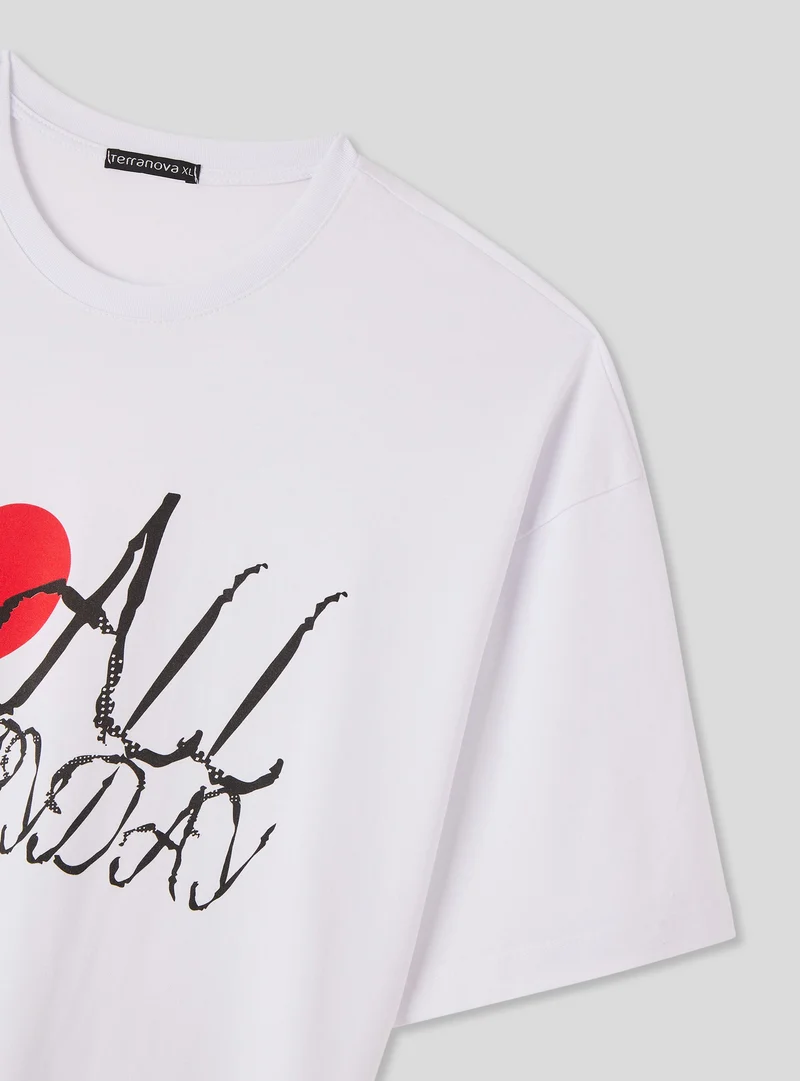 T-shirt crop con stampa cuore