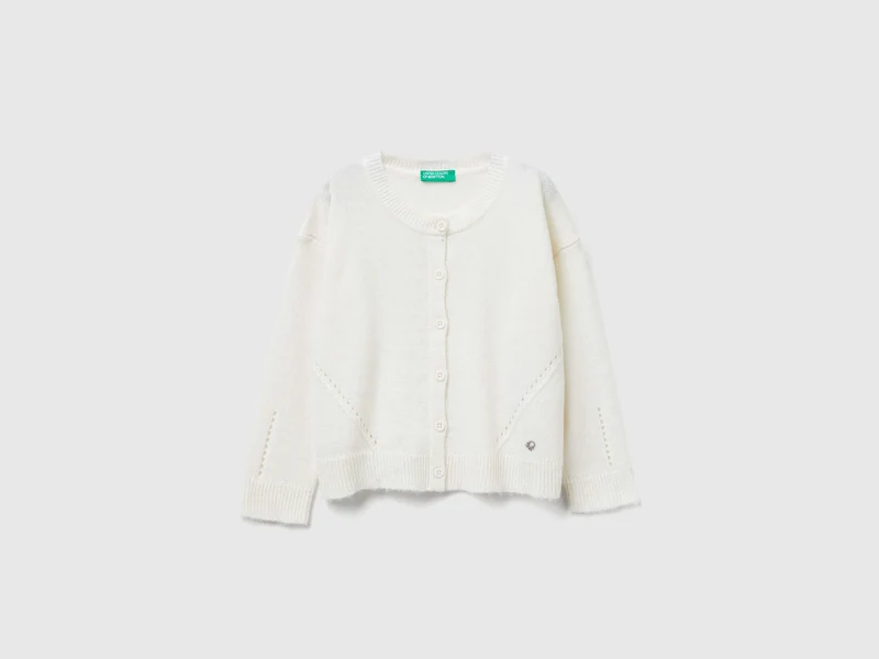 Cardigan in misto lana con trafori
