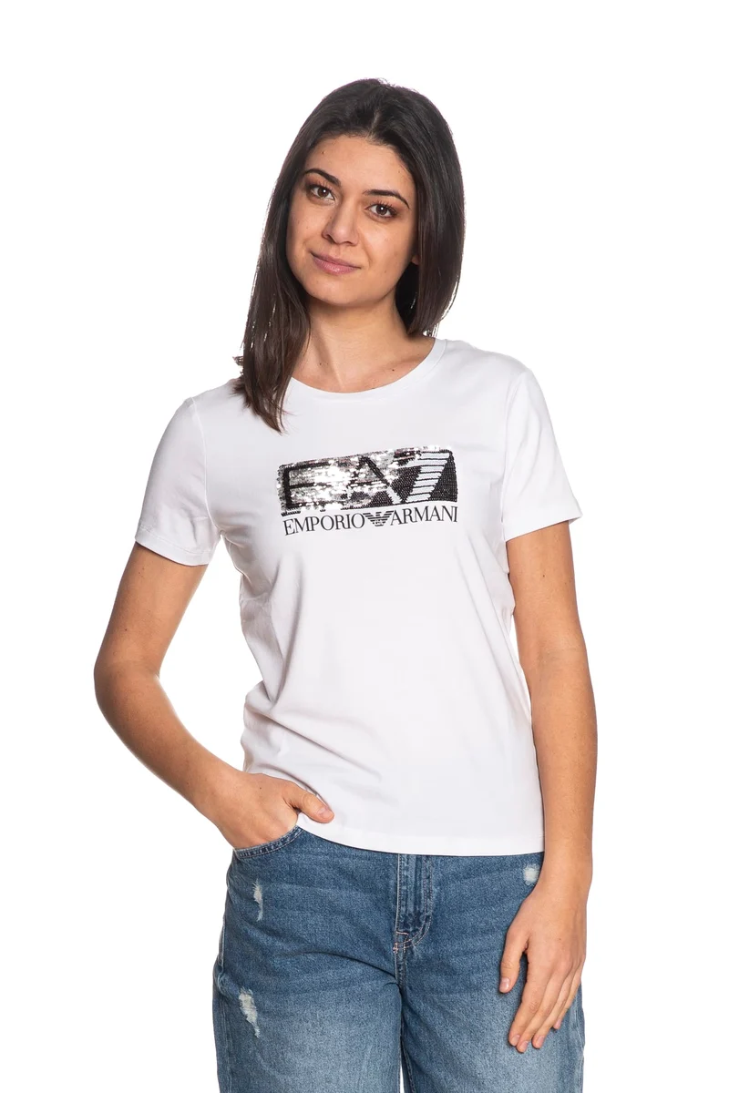 T Shirt Ea7 Train Logo Series Pllt Tee Da Donna Bianca
