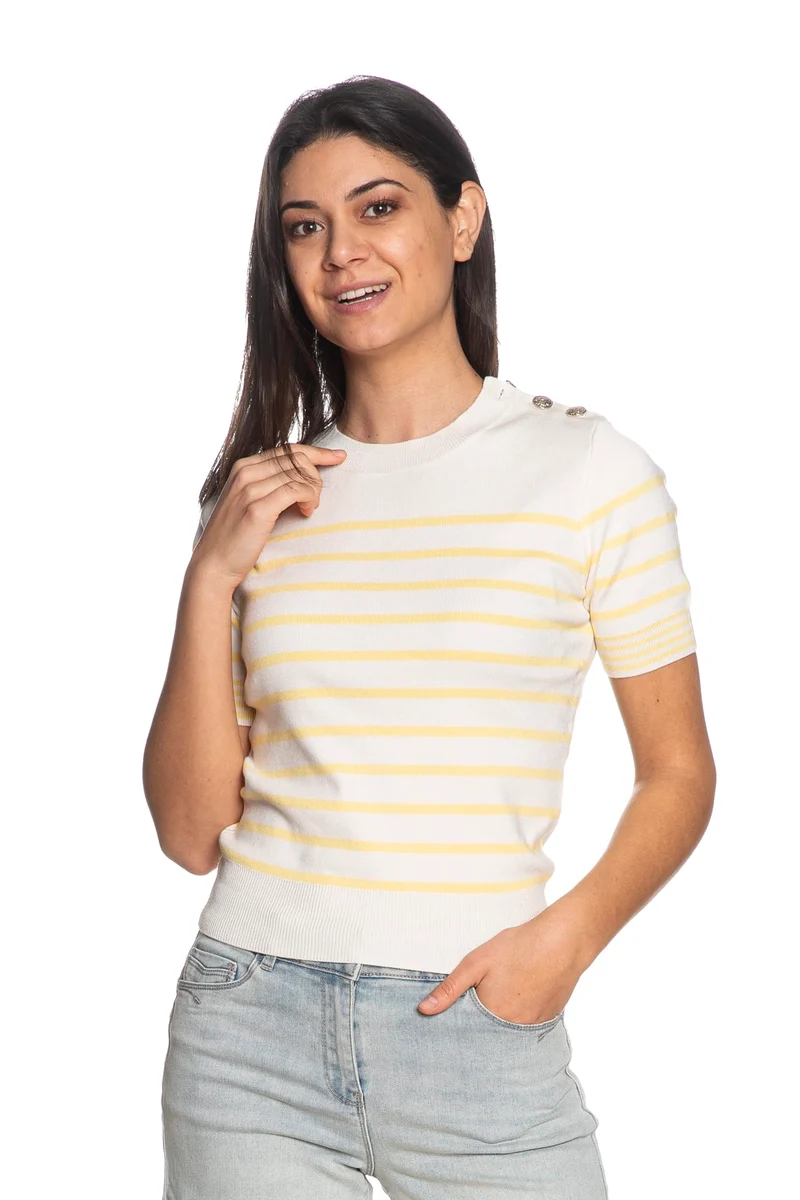 Maglia Morgan Teri Da Donna Panna Righe Giallo Pallido